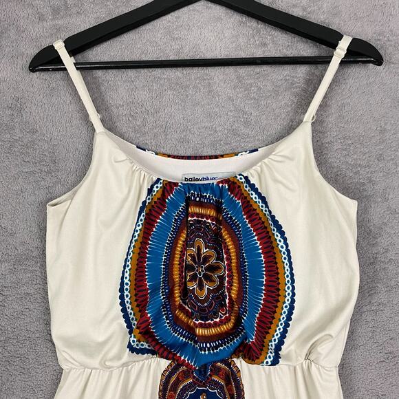 Bailey Blue Dress Women Small White Multi Floral Stretch Strapless A-Line Boho - Picture 2 of 11